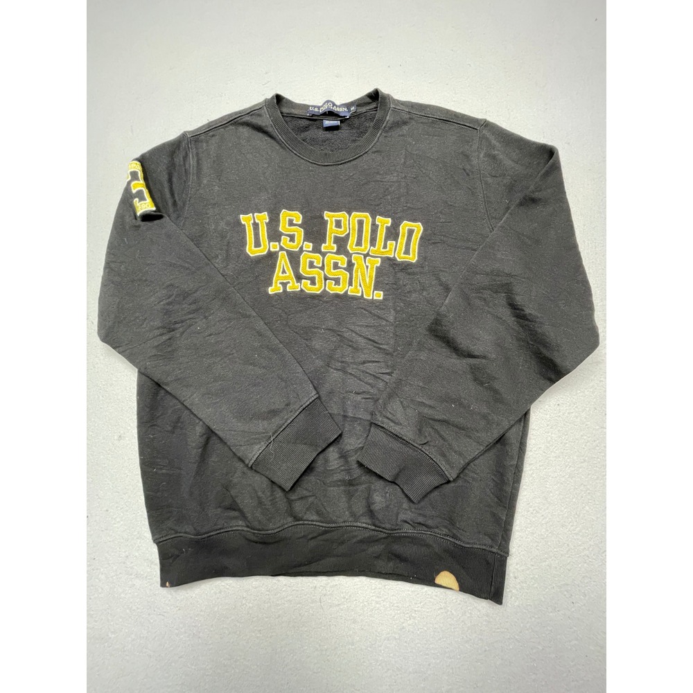 U.S. Polo Assn. Sweatshirt Cotton Polyester Black Yellow Medium Mens